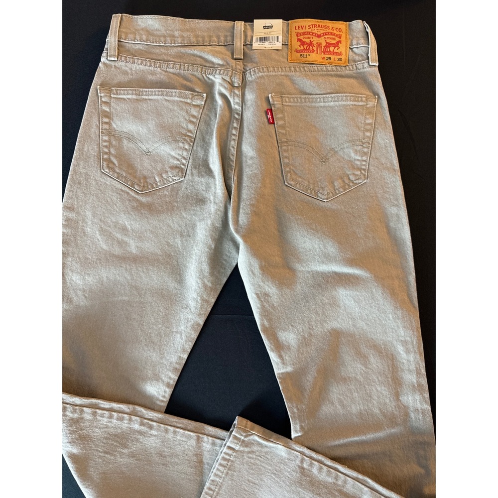 Levis 511 Slim Fit Mens Jeans 29x30 Khaki Grey Stretch Denim 045115878 NWT - Picture 6 of 15